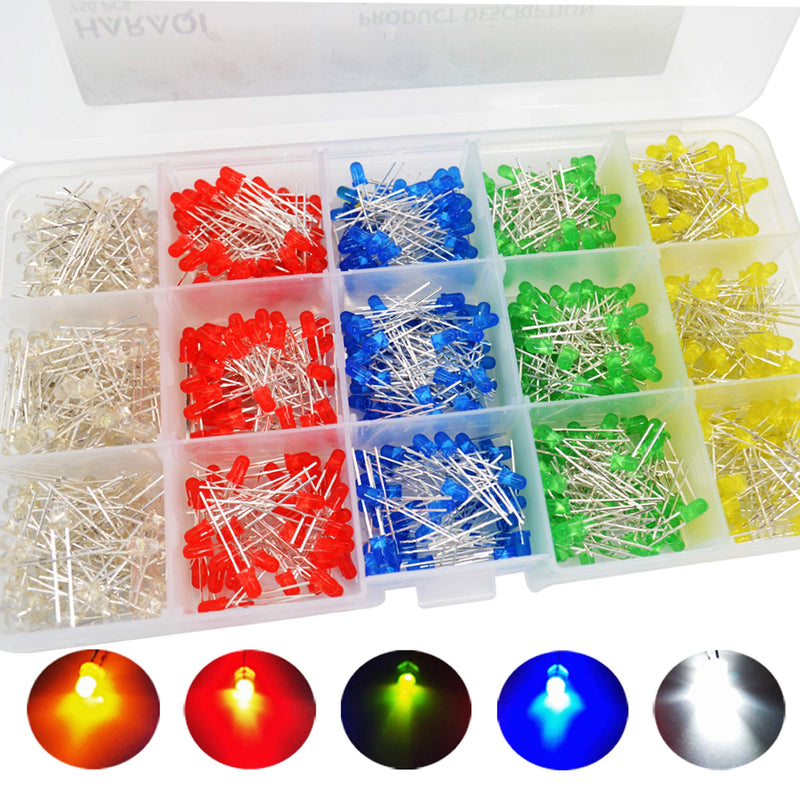  [AUSTRALIA] - 750 Pcs 3mm LED Light Emitting Diode Assortment Kit,Low Voltage Diffused Diode for DIY PCB Circuit,Indicator Lights 750 Count (Pack of 1)