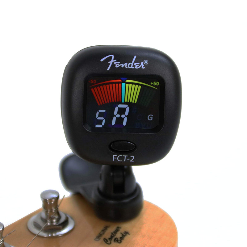 Fender FT-2 Professional Clip on Tuner for Acoustic Guitar, Electric Guitar, Bass, Mandolin, Violin, Ukulele, and Banjo Black FCT-2 - LeoForward Australia