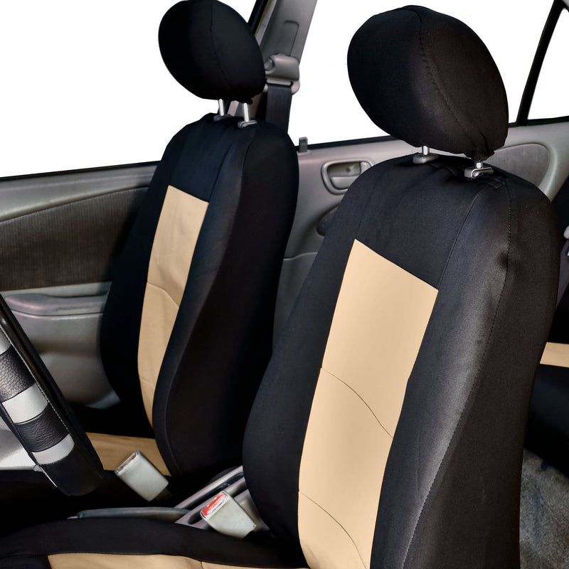  [AUSTRALIA] - FH Group FB085102 Premium Waterproof Seat Covers (Beige) Front Set – Universal Fit for Cars Trucks & SUVs