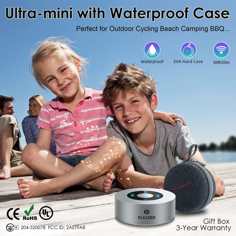  [AUSTRALIA] - [Smart Touch] Bluetooth Speaker XLeader SoundAngel A8 (3rd Gen) Auto Pairing Tiny Pocket Speaker with Portable Waterproof Case Call for Beach Camping BBQ Kitchen Bathroom Bedroom Travel Space Silver