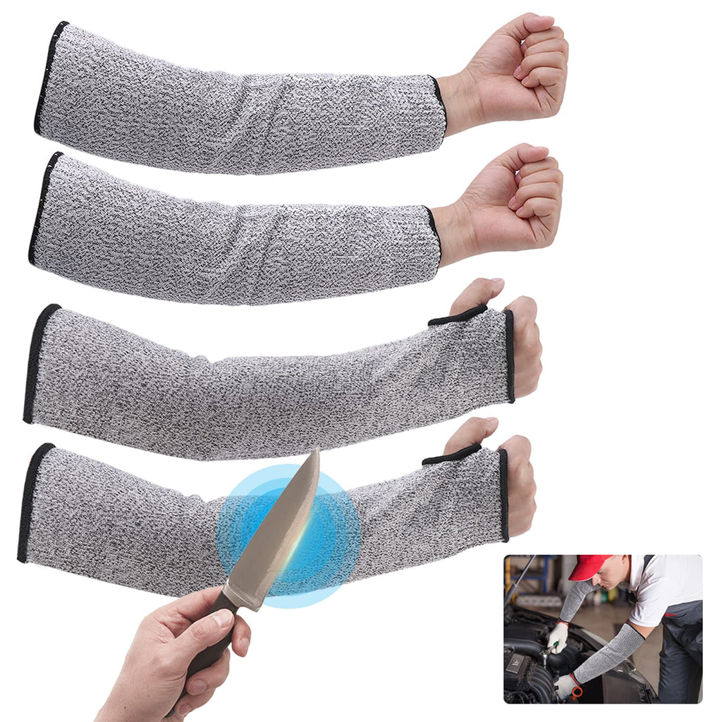  [AUSTRALIA] - 2 Pairs Cut Resistant Sleeves - Arm Protectors for Thin Skin and Bruising - Heat Resistant Welding Sleeves with Thumb Hole for Men Women, Safety Protective Arm Guards for Welding Gardening Kitchen