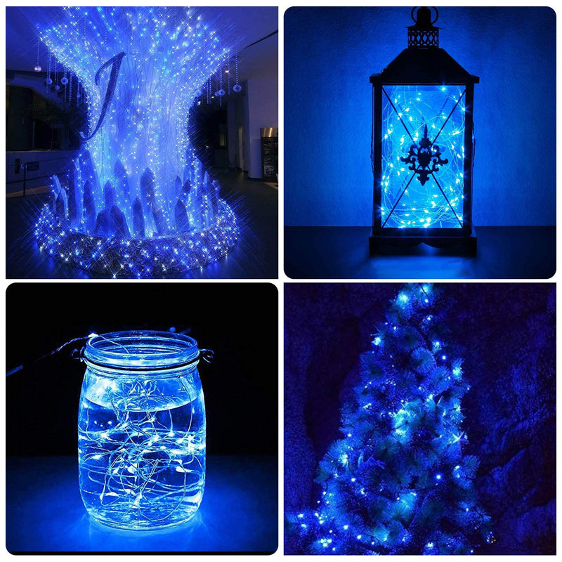  [AUSTRALIA] - ILLUMINEW 2 Pack 100 LED String Lights, 8 Modes Twinkle Fairy Lights Battery Operated, Indoor/Outdoor Copper Wire Christmas Lights for Bedroom, Wedding, Garden, Party Decoration(Blue) Blue