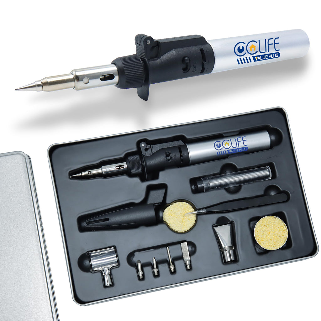  [AUSTRALIA] - CCLIFE soldering iron set gas soldering iron 13 butane soldering iron with flux soldering wire soldering set for soldering, hot cutting, welding, pyrography, wood engraving, jewelry making (upgrade) upgrade