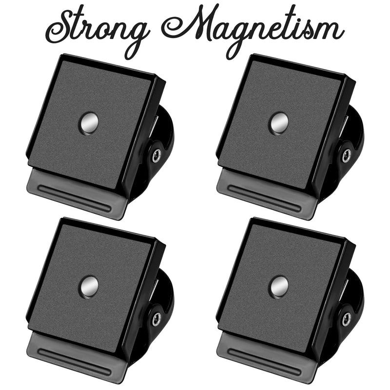  [AUSTRALIA] - DIYSELF 4 Pack Magnetic Metal Clips Refrigerator Whiteboard Wall Fridge Magnetic Memo Note Clips Magnets Metal Clip Black