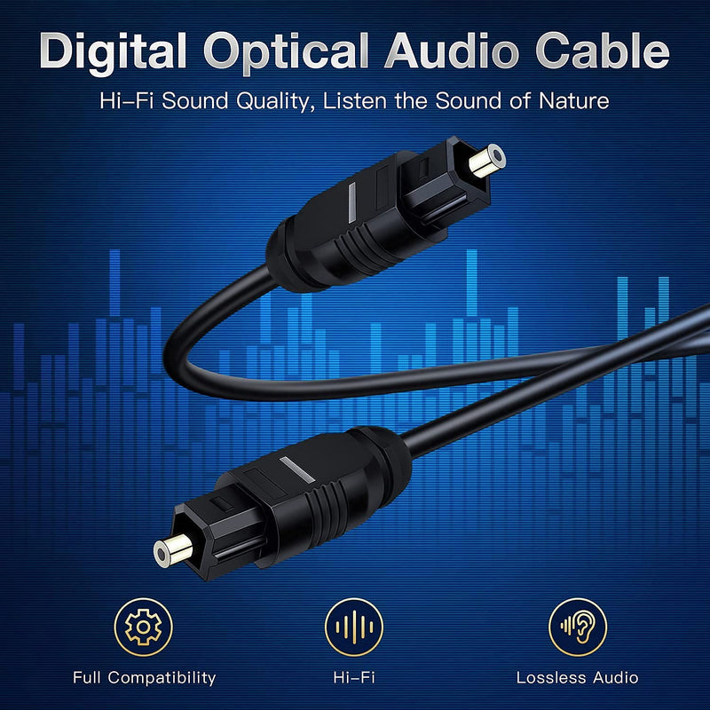  [AUSTRALIA] - 2 PCS Digital Optical Audio Cable 6ft1.8M - [24K Gold-Plated, Ultra-Durable] Slim Optical Cable Digital Audio Cable for Home Theater, Sound Bar, TV, PS4, Xbox, Playstation & More