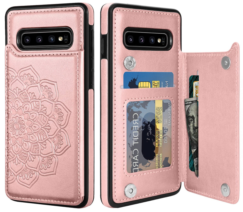  [AUSTRALIA] - BENTOBEN Samsung Galaxy S10 Wallet Case, PU Leather Heavy Duty Rugged Shockproof Protective Cases with Card Slots Cash Holder Phone Case for Samsung Galaxy S10 6.1 Inch, Rose Gold C372-Rose Gold