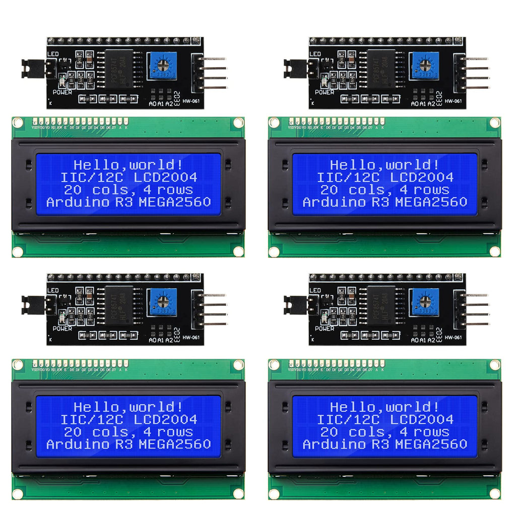  [AUSTRALIA] - Weewooday 8 Pieces IIC/ I2C/ TWI LCD Serial Interface Adapter and LCD Module Display Backlight Compatible with Arduino R3 MEGA2560 (Blue,LCD 2004 20 x 4) LCD 2004 20 x 4 Blue