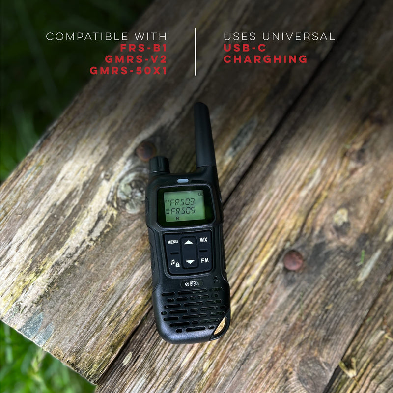  [AUSTRALIA] - BTECH FRS-A1 2 Pack FRS Silver Walkie Talkies, NOAA, High Output Two-Way Radio. USB-C Charging, Built in Flashlight, FM Radio, NOAA, and More