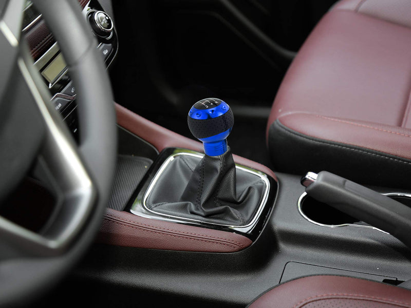  [AUSTRALIA] - Thruifo 5 Speed Gear Shifter Knob, Leather & Aluminum Automatic Manual Car Stick Shift Head Fit Most MT Vehicles, Blue