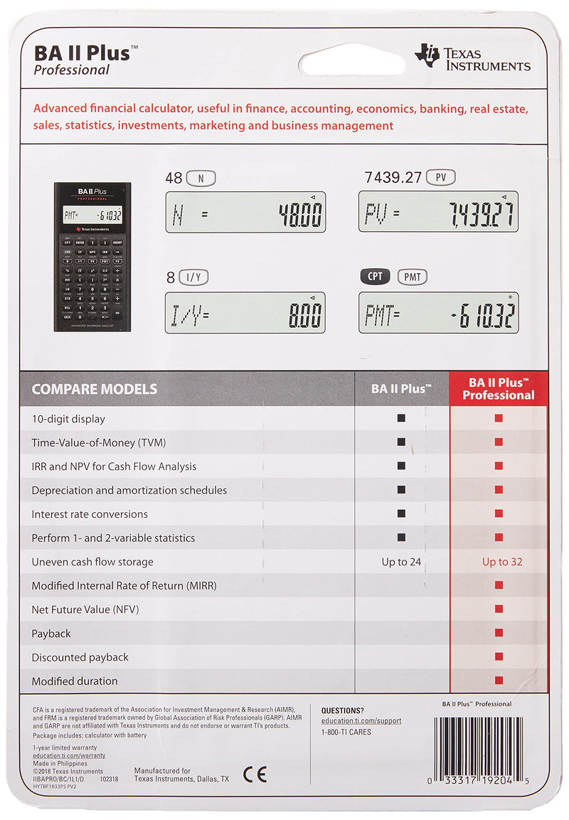  [AUSTRALIA] - Texas Instruments BA II Plus Professional Financial Calculator