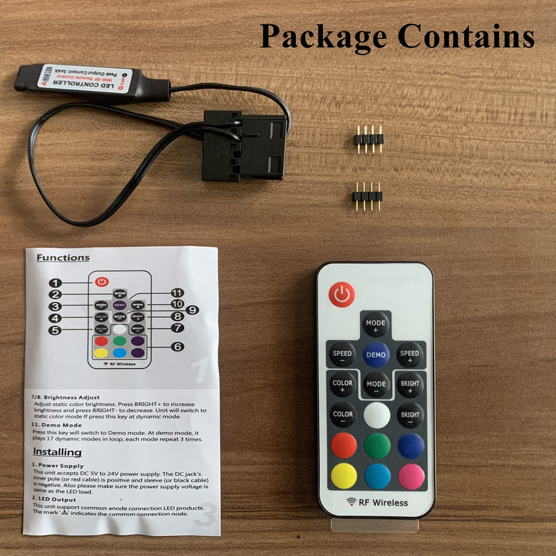  [AUSTRALIA] - Computer Fan Lighting Effect Controller, 12V 4-Pin RGB Fan Equipment Connect Cable Control Remote Controller with On/Off Swtich and Brightness Adjustment