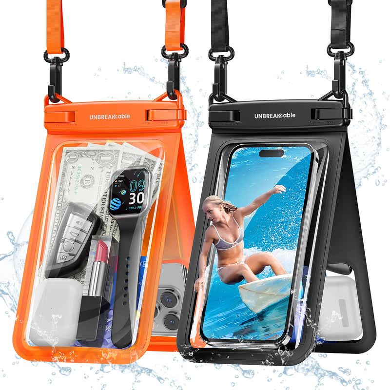  [AUSTRALIA] - UNBREAKcable Waterproof Phone Pouch, Double Capacity IPX8 Waterproof Phone Case [2-Pack, Up to 7''] Underwater Dry Bag for Vacation Beach Swimming for iPhone 14 13 12 Pro Max Mini, Samsung S23 & More