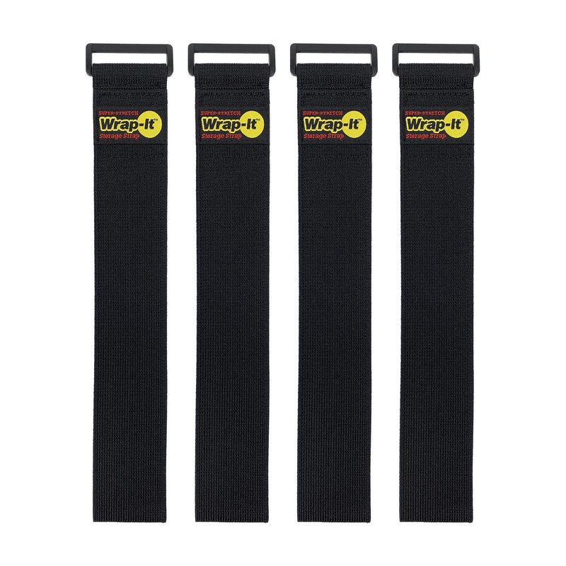  [AUSTRALIA] - Super-Stretch Wrap-It Storage Straps, 24" (4 Pack) - Elastic Hook and Loop Cinch Straps - Garden Hose Strap, Pool Hose Organizer, Cables Straps, Extension Cord Wrap, Garage and RV Storage Accessories 24" (4 Pack) Black