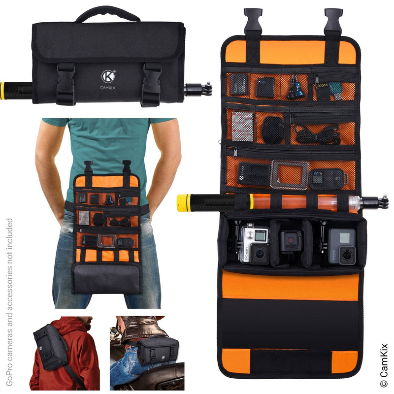  [AUSTRALIA] - CamKix Roll-Out Bag with Waist/Shoulder Strap Compatible with GoPro Hero and DJI osmo Action + Other Action/Compact Cameras - Multiple Carry Options (Hand, Shoulder, Waist, Back) - Smart Case