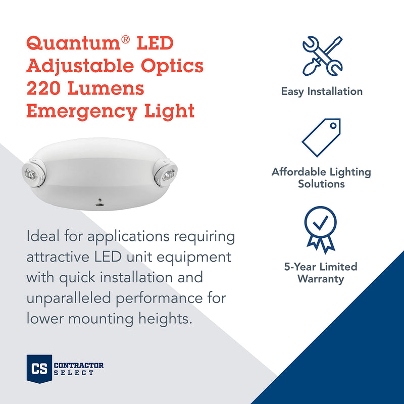  [AUSTRALIA] - Lithonia Lighting ELM2L M12 Quantum LED Emergency Light, Manual Testing, 220 Lumens, White