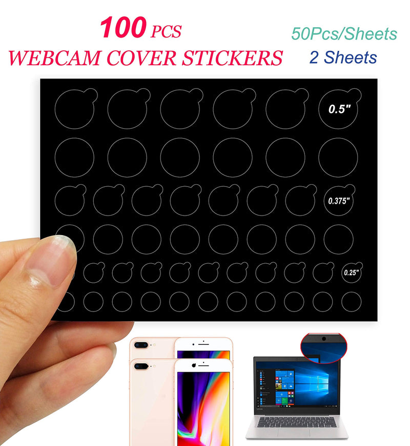  [AUSTRALIA] - Webcam/Camera Covers Privacy Stickers for Lens Privacy Protection- 3 Sizes 2 Styles - 100 Black Ultra Glossy Privacy Stickers -Removable and Reusable Laptop's Webcam Sticker