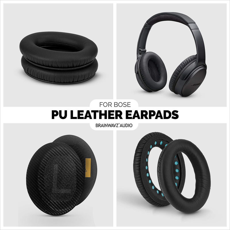  [AUSTRALIA] - Replacement Earpads for Bose QC35 & QC35ii, Premium Leather Memory Foam Ear Pads for QuietComfort 35, Soft & Long Lasting by Brainwavz (Black)