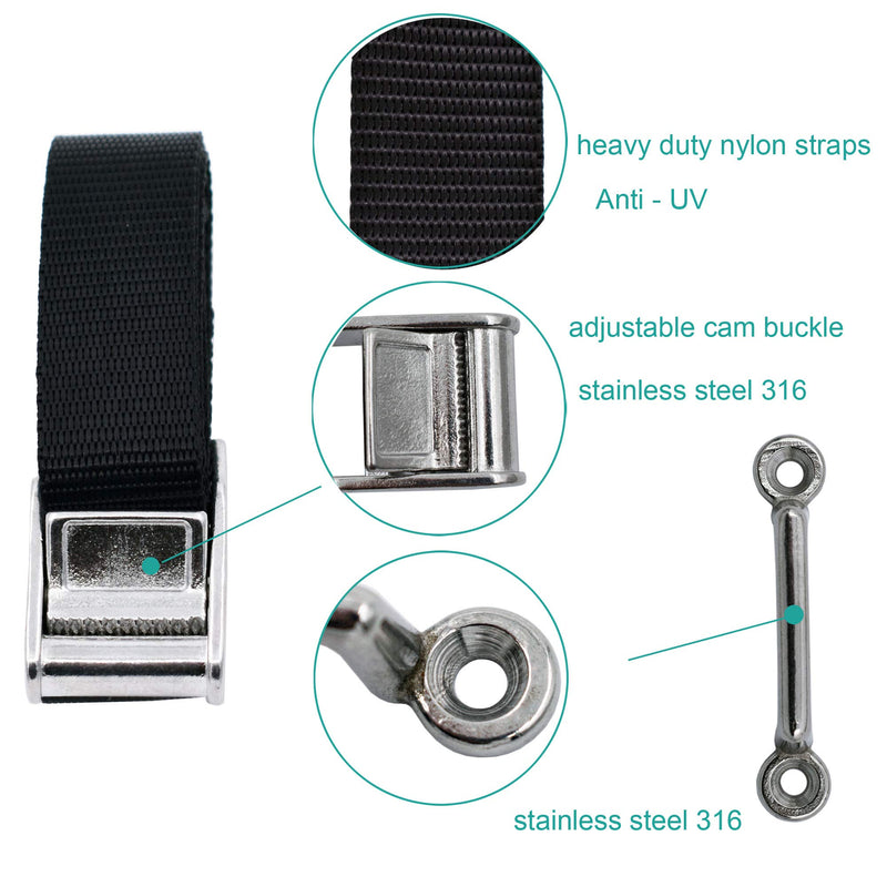  [AUSTRALIA] - YYST Battery Box Hold Tie Down Strap Kit Anti-UV w/Stainless Steel Cam Buckle (2)