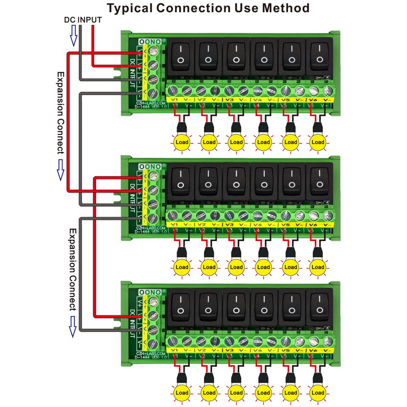  [AUSTRALIA] - DIN Rail Mount 6 Channel Rocker Switch DC Power Distribution Strip Module