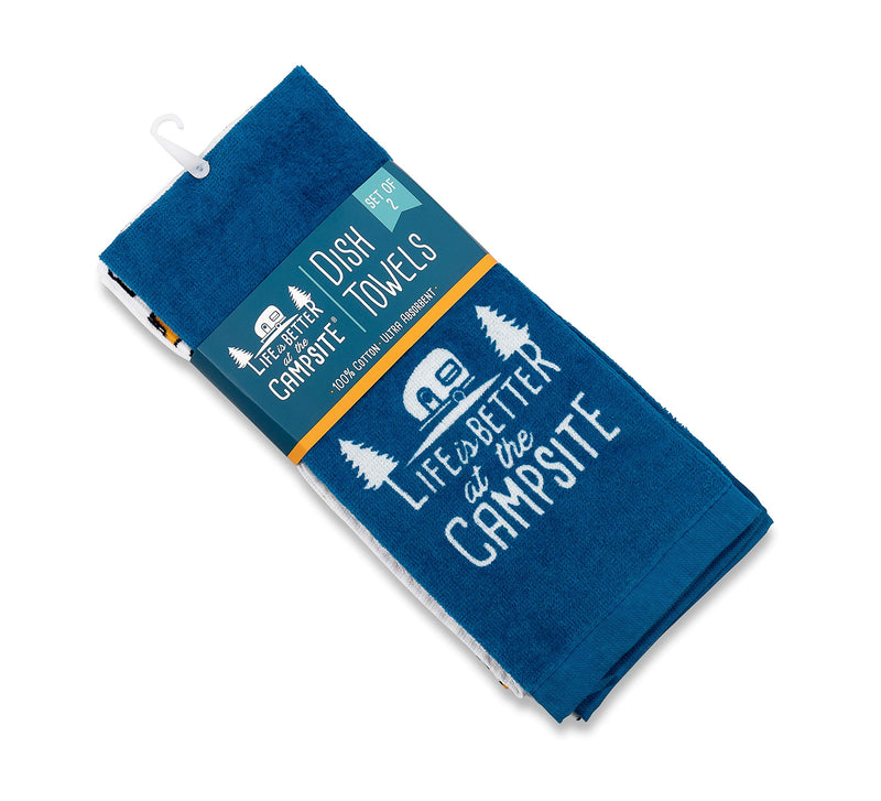  [AUSTRALIA] - Camco Life is Better at The Campsite RV Dish Towel Set - Perfect for Drying Hands and Dishes - Includes a Set of (2) Towels - 27-Inches x 16-1/2-Inches (53301)