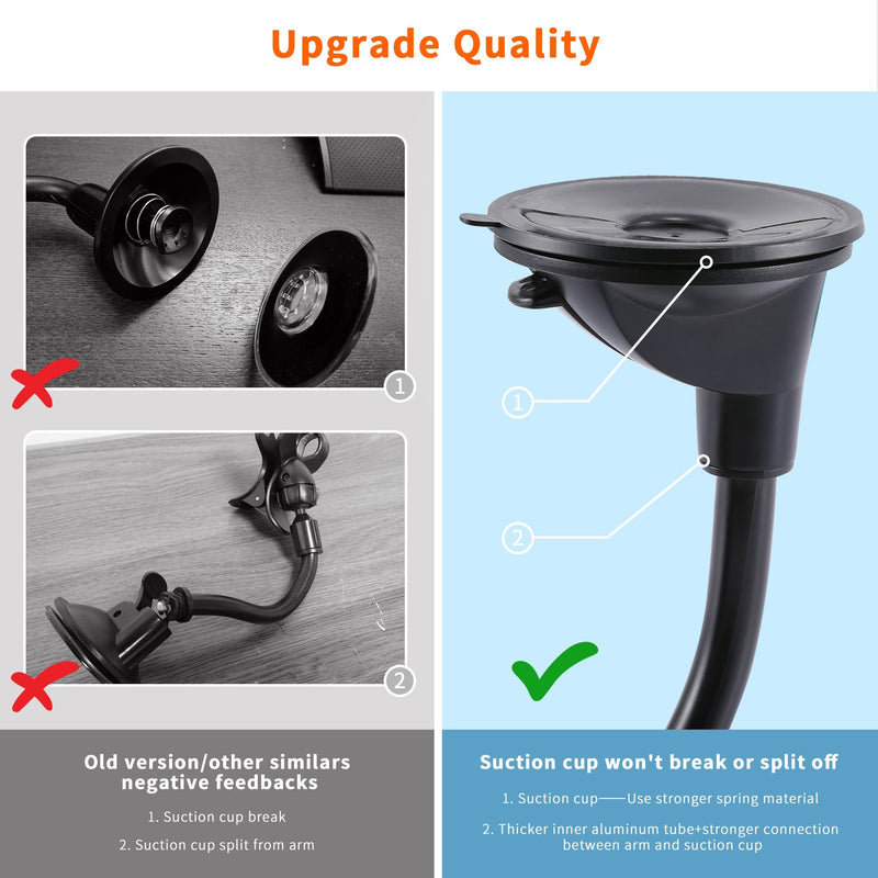  [AUSTRALIA] - IPOW Upgraded X-Shaped Double Clamp Universal Long Shockproof Arm Phone Car Mount Windshield/Dash With Strong Suction Cup,Cell Phone Holder Compatible With iPhone 8 8 Plus X 7 7 Plus 6Galaxy S9 S8 Glue