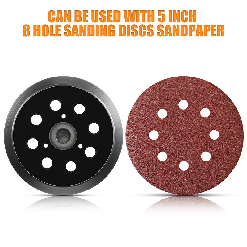  [AUSTRALIA] - 5 Inch 8 Hole Replacement Sander Pad Sander Hook and Loop Replacement Sanding Pad Compatible with Makita BO5010, BO5030K, BO5031K, BO5041K (Black) Black