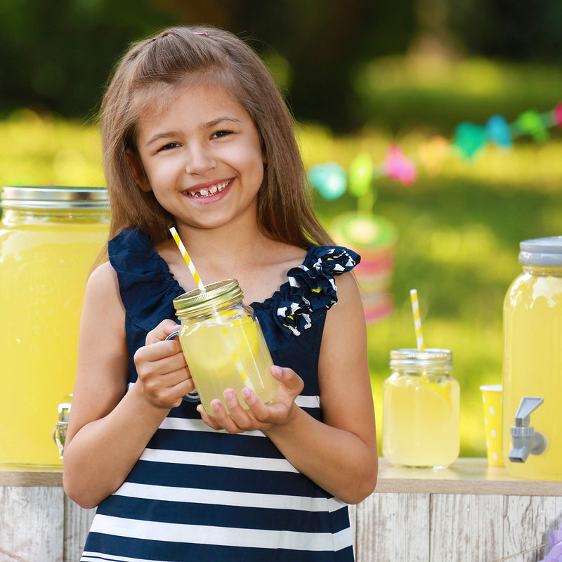  [AUSTRALIA] - Party On Tap Yellow Straws - 50 Pack Of Lemonade Stand Supplies Or Lemonade Party Decorations - Yellow And White Straws