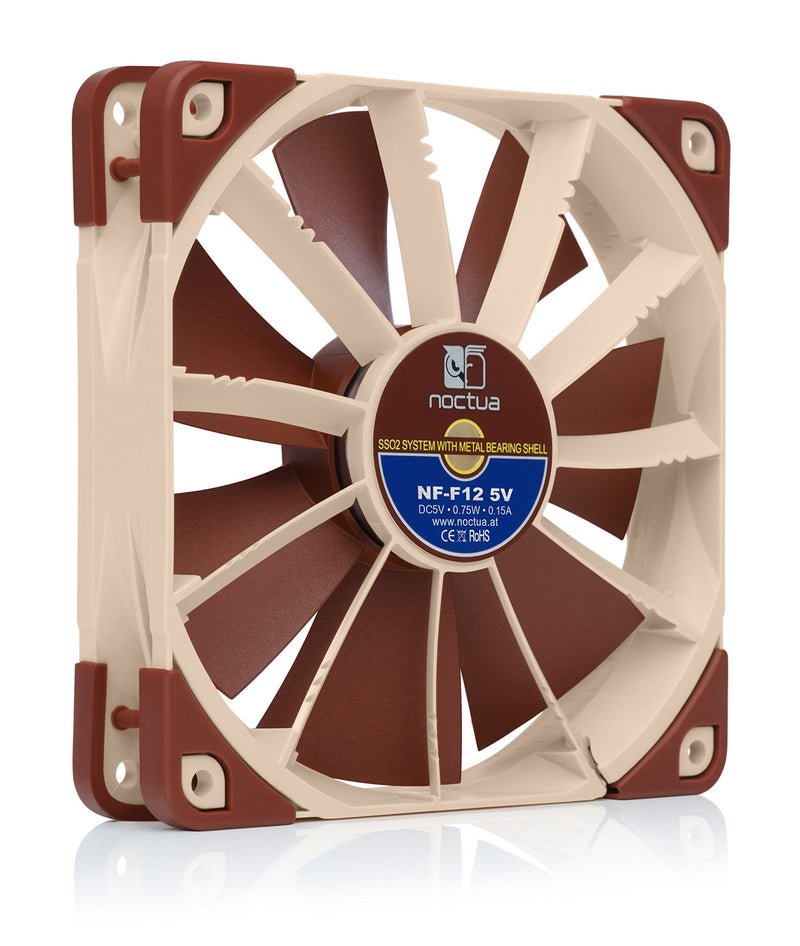  [AUSTRALIA] - Noctua NF-F12 5V, Premium Quiet Fan with USB Power Adaptor Cable, 3-Pin, 5V Version (120mm, Brown)