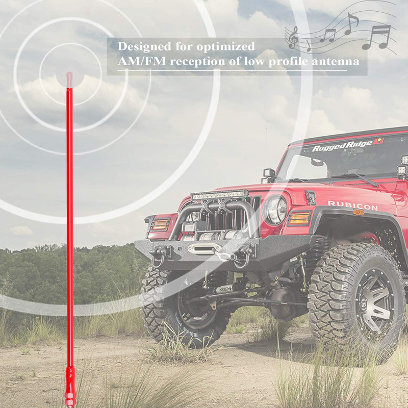  [AUSTRALIA] - Jamscar Red Antenna Compatible for Jeep Wrangler JK JL JKU Unlimited Sport Rubicon Sahara 2007-2023 | Short Heavy Metal Billet Antenna Accessories Replacement | for Optimized Truck Radio Reception