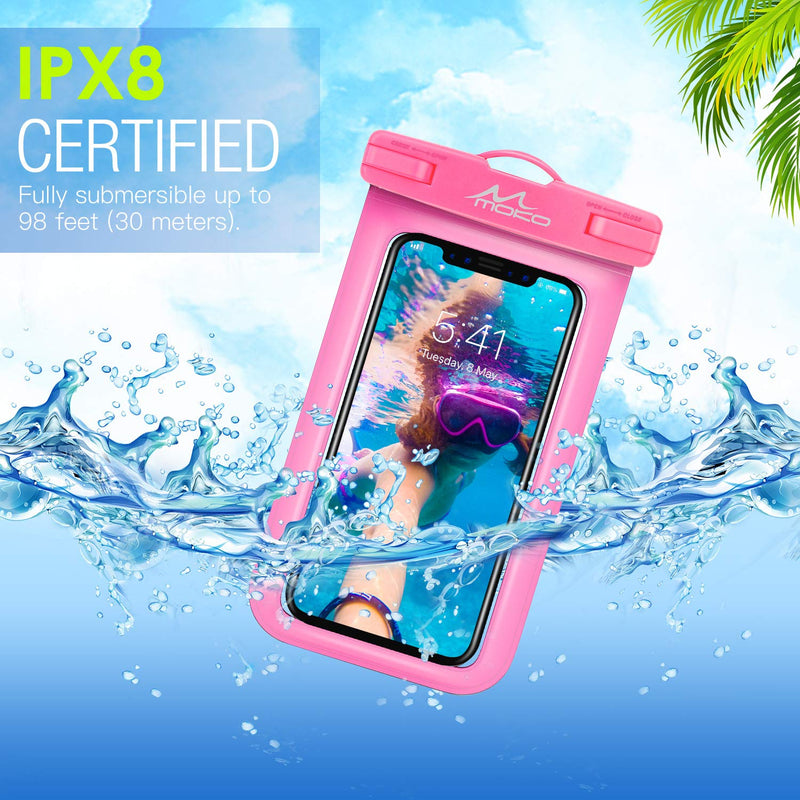  [AUSTRALIA] - MoKo Waterproof Phone Pouch Holder [4 Pack], Underwater Phone Case Dry Bag with Lanyard Compatible with iPhone 13/13 Pro Max/iPhone 12/12 Pro Max/11 Pro Max, X/Xr/Xs Max, Samsung S21/S10/S9, Note 10 Black+Pink+Dark Blue+Green