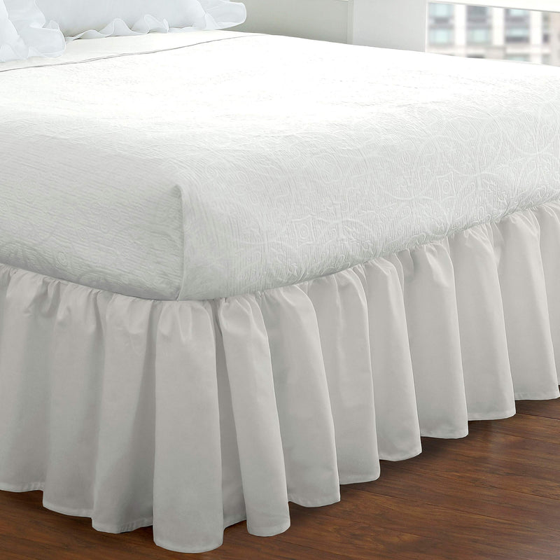  [AUSTRALIA] - FRESH IDEAS Bedding Ruffled Bedskirt, Classic 18” Drop Length, Gathered Styling, Twin, White (FRE30118WHIT01)