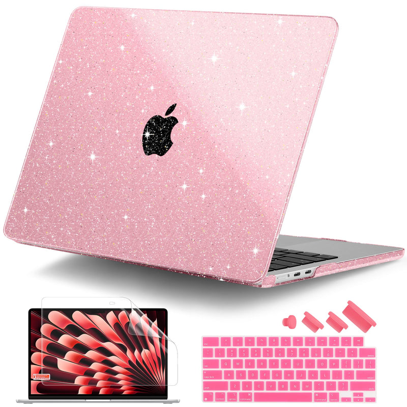  [AUSTRALIA] - DONGKE M2 MacBook Air 15 Inch Case 2023 A2941, Bling Plastic Hard Shell with Keyboard Cover & Screen Protector for MacBook Air 15" with M2 Chip & Liquid Retina Display Touch ID - Star Pink