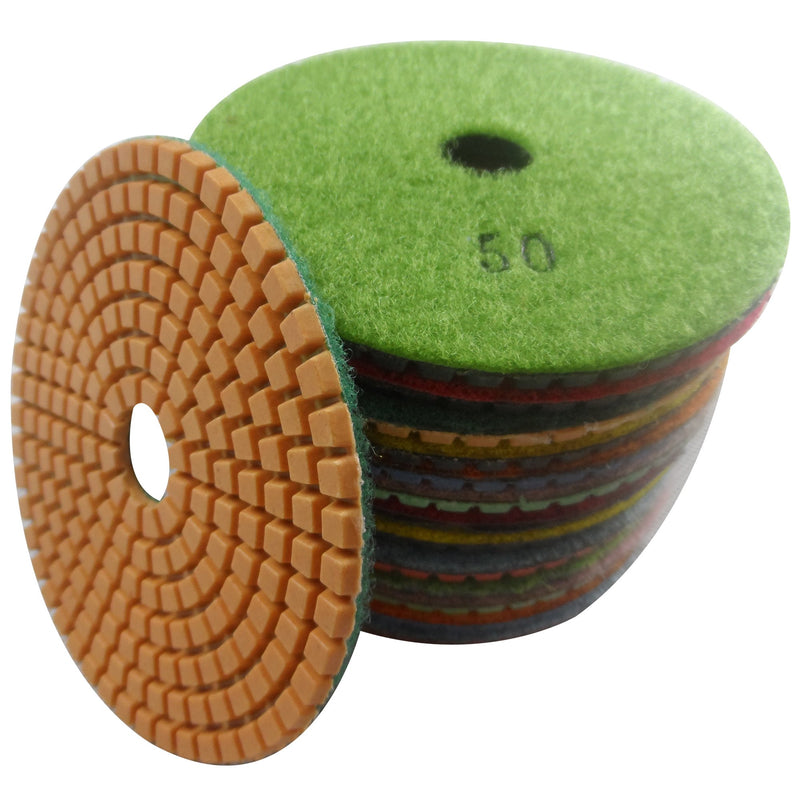  [AUSTRALIA] - Konfor Premium Grade Wet 4" Diamond Polishing Pads Tool 7 Set for Granite Marble Concrete Stone Floor Sanding