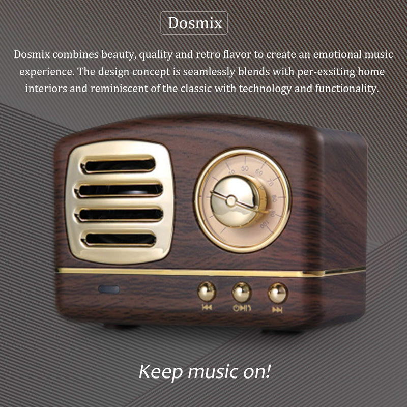 Dosmix Wireless Stereo Retro Speakers, Portable Bluetooth Vintage Speakers with Powerful Sound, Answering Calls, Alexa Support, TF Card, AUX for Kitchen Bedrooms Party Outdoor Android iOS Wooden - LeoForward Australia