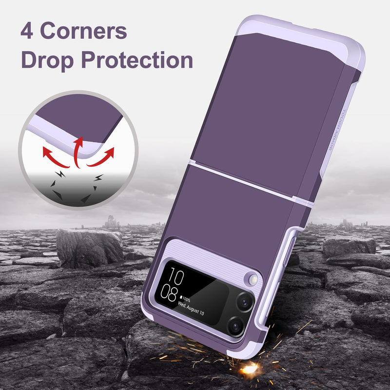  [AUSTRALIA] - SAMONPOW for Samsung Galaxy Z Flip 3 Case, Z Flip 3 Case with Upgraded Hinge Protection Dual Layer Hard PC Soft TPU Bumper Full Body Shockproof Flip 3 Phone Case for Galaxy Z Flip 3 5G (Purple) Purple