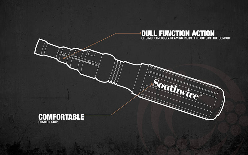  [AUSTRALIA] - Southwire Tools & Equipment SDCFR Conduit Fitting Reaming Screwdriver, Heavy Duty, Dual Function, Multi Use Detachable Head, Compatible with Drill, Cushion Grip Handles for Comfort