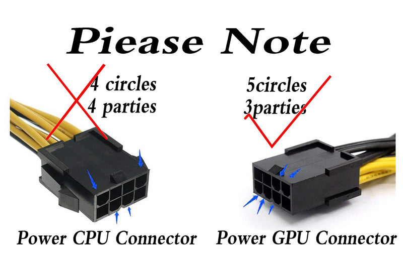  [AUSTRALIA] - zdyCGTime 2 Pack 8 Pin PCI-E PCI Express Graphics Video Card 8 Pin GPU VGA Female to Dual 8Pin (6+2) Pin PCI-E Male Y Splitter Power Extension Cable 8 Pin GPU molex for Graphics Card BTC Miner (30CM)