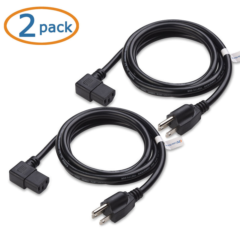 Cable Matters 2-Pack 16 AWG Right Angle Power Cord (Power Cable) 6 Feet (NEMA 5-15P to Angled IEC C13) - LeoForward Australia