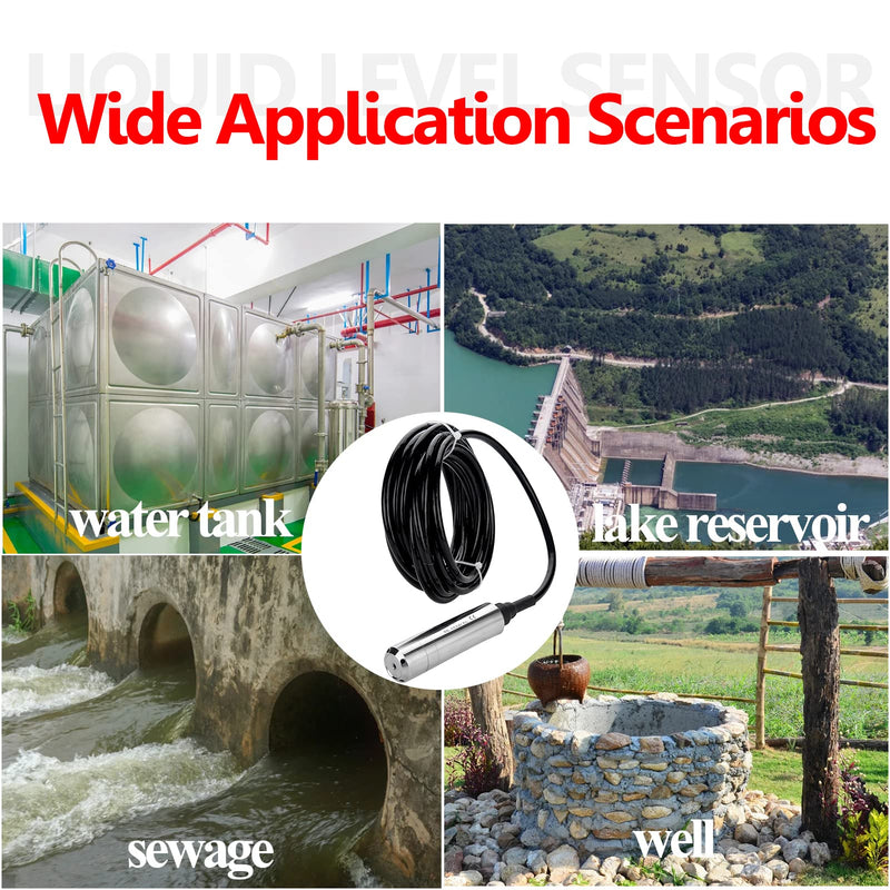  [AUSTRALIA] - Level sensor, throw-in type water level sensor transmitter level sensor adopts anti-corrosion material, excellent anti-corrosion performance and durable, DC24V 4-20mA