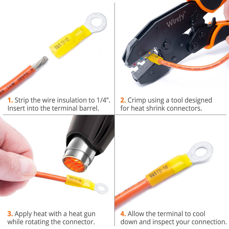  [AUSTRALIA] - Wirefy Yellow ring cable lugs shrink connector M8 - solderless cable lugs assortment - ring cable lug crimp connector 4-6 mm² - 90 pieces 90 pieces. Yellow - M8 - 4 - 6 mm²