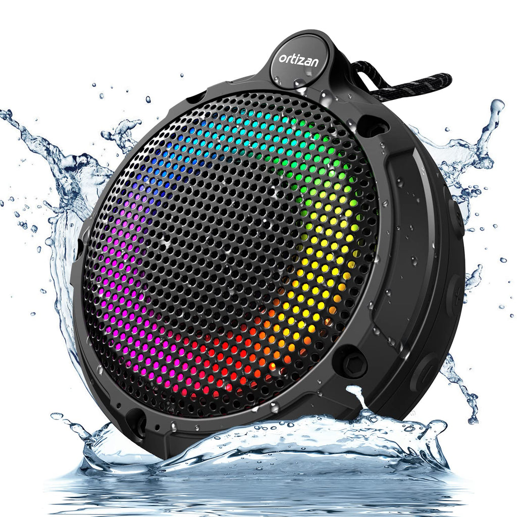  [AUSTRALIA] - Ortizan Bluetooth Shower Speaker, IPX7 Waterproof Wireless Speaker with LED Light, 8W Loud Sound, 24H Playtime, Floating, Portable Mini Speakers for Kayak, Beach, Biking, Gifts for Men, Women