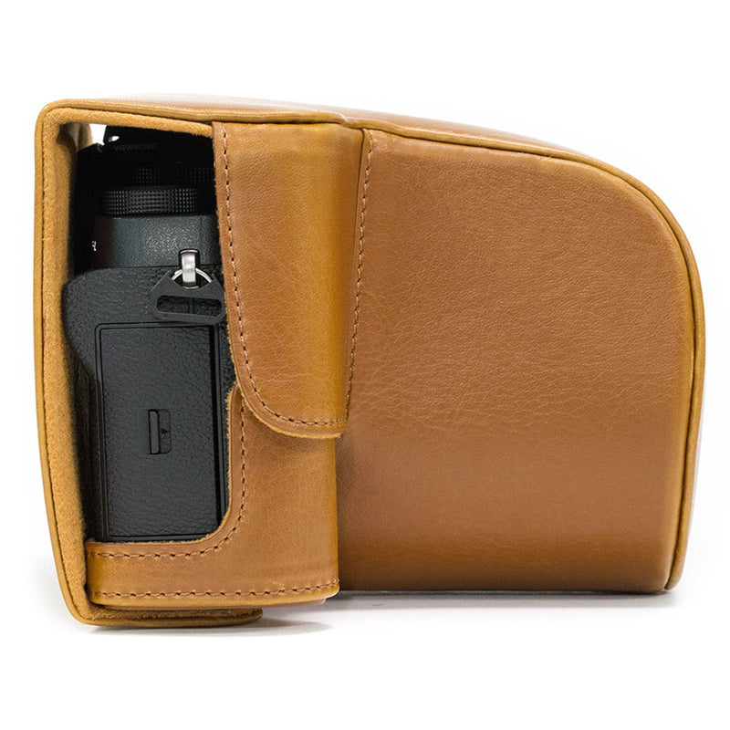  [AUSTRALIA] - MegaGear Ever Ready Leather Camera Case and Strap Compatible with Fujifilm X-T2 Light Brown