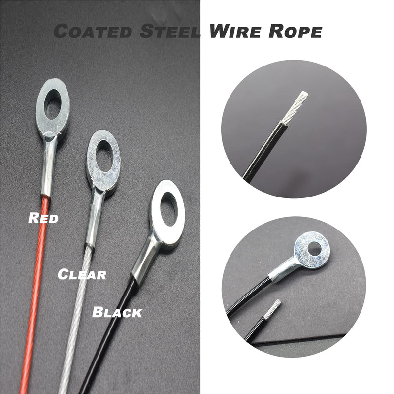  [AUSTRALIA] - Bytiyar 10 pcs 10 inch (25cm) 3mm Thickness Galvanized Steel Wire Cable Eyelets Ended Short Rope Lanyard Safety Tether Chain Lock with Vinyl Coated Cover Clear 10in/25cm Clear_10pcs