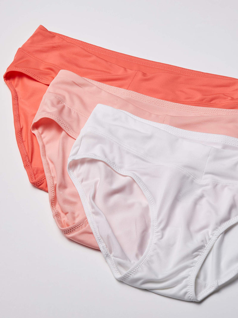 Warner's Women's Blissful Benefits No Muffin Top 3 Pack Hipster Panties Small Sugar Coral/White/Peach Glow - LeoForward Australia