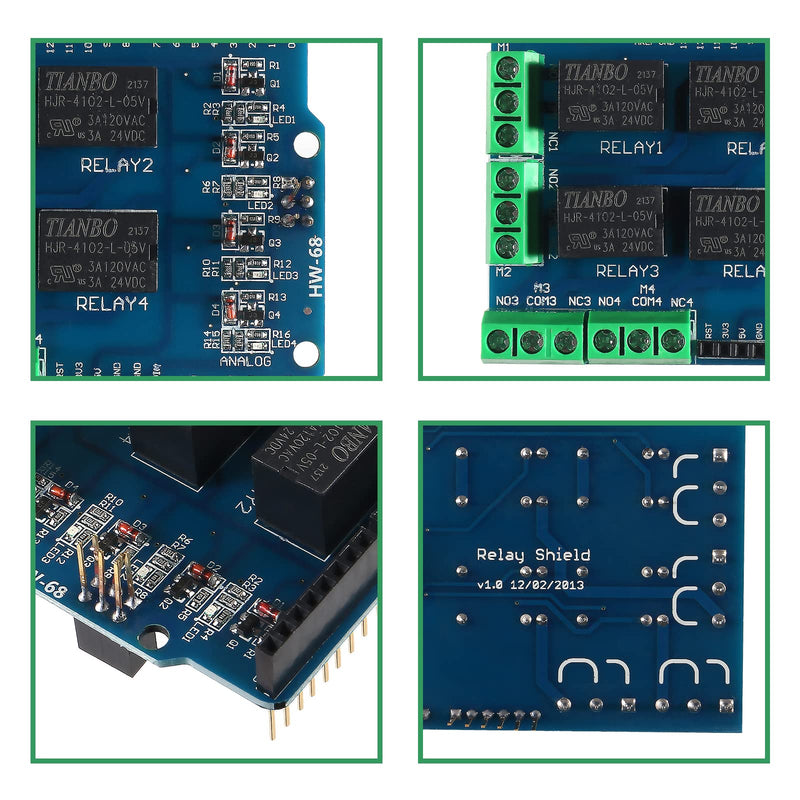  [AUSTRALIA] - AITIAO 3Pcs 4 Channel 5V Relay Shield Module for UNO R3 Relay Shield,Four Channel Relay Control Board Relay Expansion Board for Arduino PIC AVR DSP ARM MCU UNO R3 Mega 2560