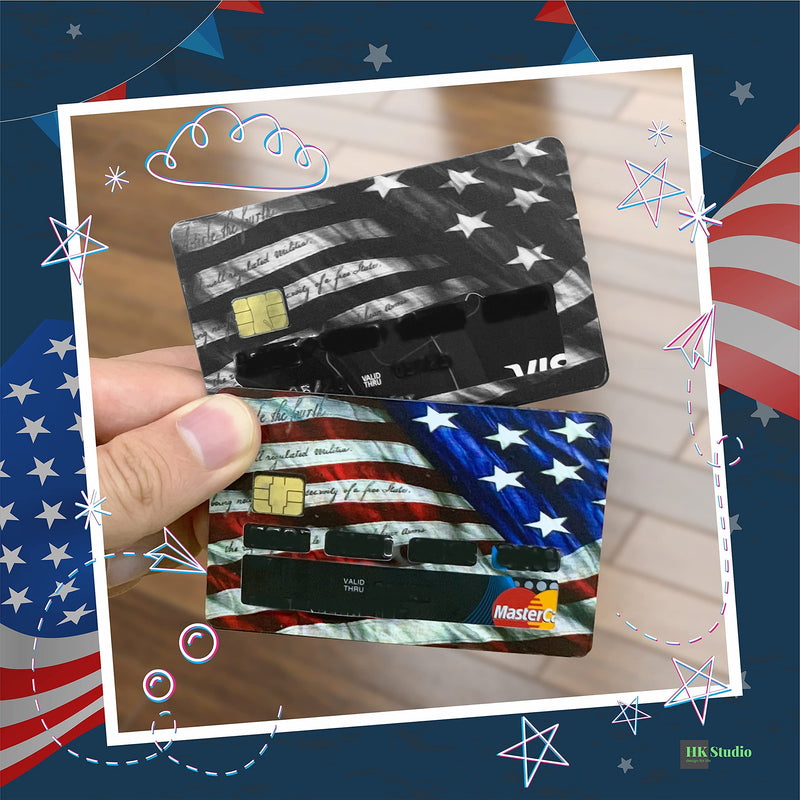 HK Studio Card Sticker with American Flag | US Patriotic Vinyl Sticker for Key, Transportation, Debit, Credit Card Skin | Covering and Personalizing Bank Card | No Bubble, Slim, Waterproof Card Cover - LeoForward Australia