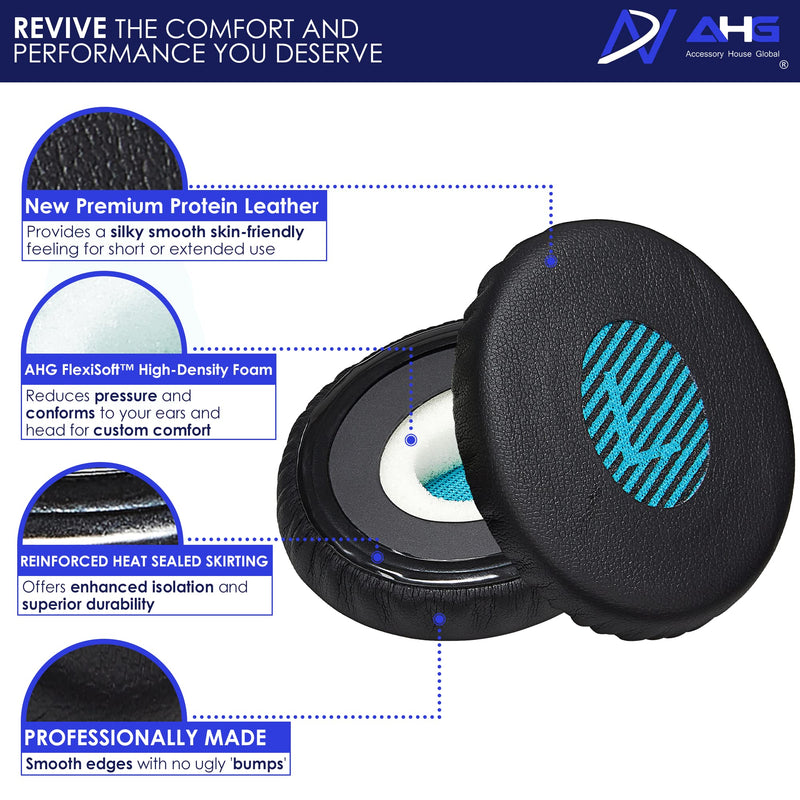  [AUSTRALIA] - AHG Premium Replacement SoundLink OE Pads Cushions Compatible with Bose SoundLink On-Ear Wireless Headphones, On-Ear Wireless, On-Ear 2 & SoundTrue On-Ear - Soft, Great Comfort + Durability (Black)