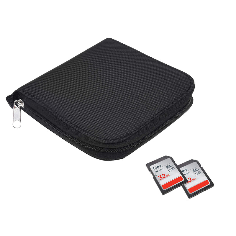 Memory Card Case - Fits up to 88x SD, SDHC, Micro SD, Mini SD and 4X CF - Holder with 88 Slots (8 Pages) - for Storage and Travel - Microfiber Cleaning Cloth, Carabiner and Labels Included (Black) - LeoForward Australia