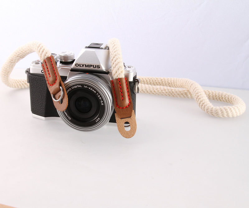  [AUSTRALIA] - Fotga 39" White Cutton Vintage Simple Soft Camera Hand Grip Wrist Strap for Canon Nikon Sony Samsung Panasonic Olympus Leica Pentax Fujifilm DSLR