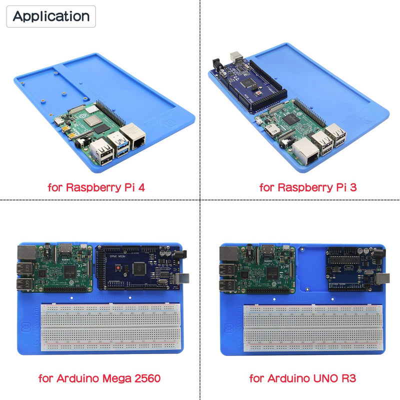  [AUSTRALIA] - Geekworm Raspberry Pi 4B/3B+/3B RAB Holder Platform Breadboard Holder Base/ABS Case/Education Platform for Arduino UNO Mega 2560 / Raspberry Pi 4 Model B and 400/830 Points Breadboard